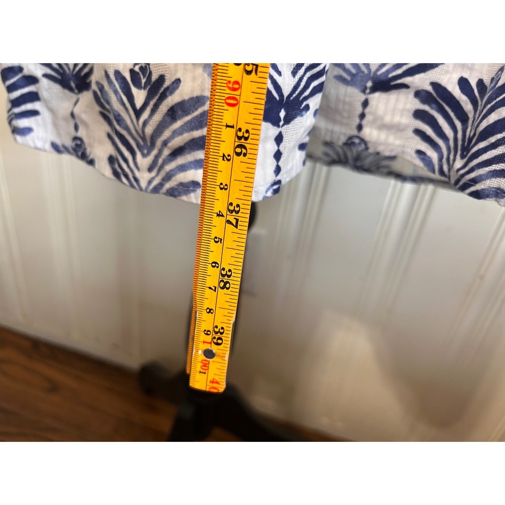 J. Jill Blue White Cotton Dress XL Coastal Boho Vaca Resort Tropical Split Neck - Picture 9 of 11